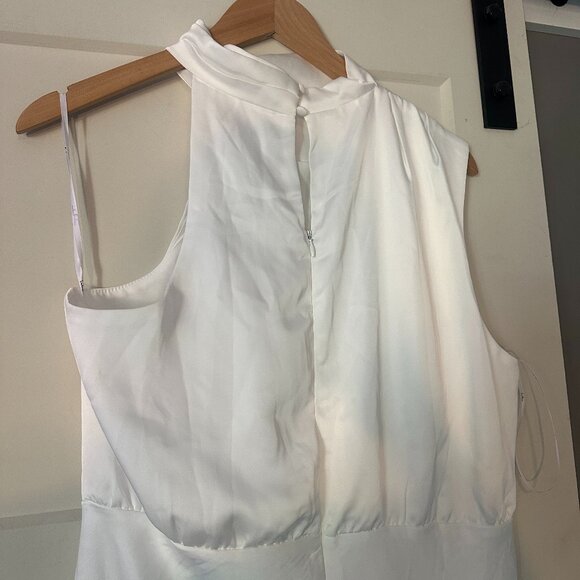 Lulus Distinctive Charm White Satin Asymmetrical Midi Dress - XL, NWT - Picture 12 of 15